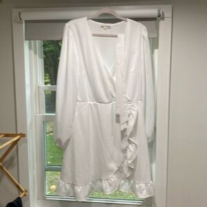 Long Sleeve White Formal Dress XL